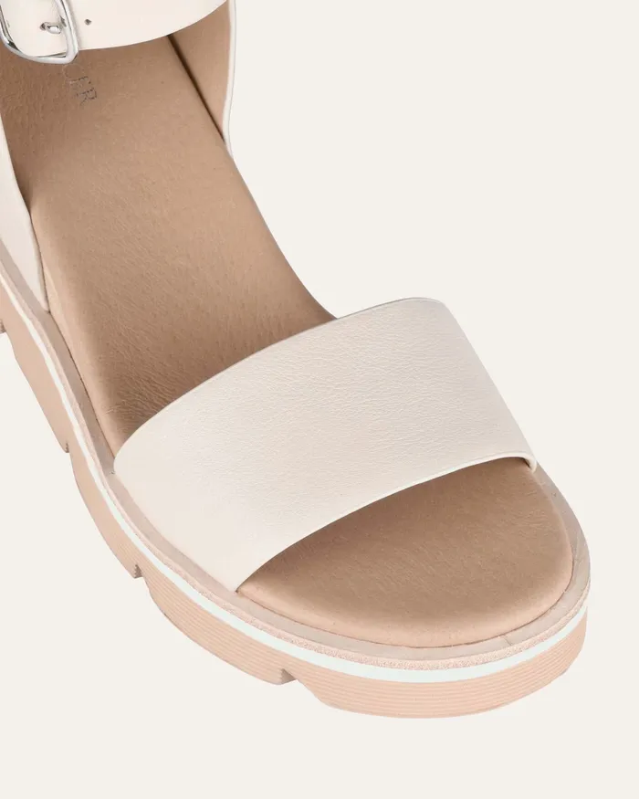 MID SANDALS jomercer Women Katie mid heel wedge sandals bone leather