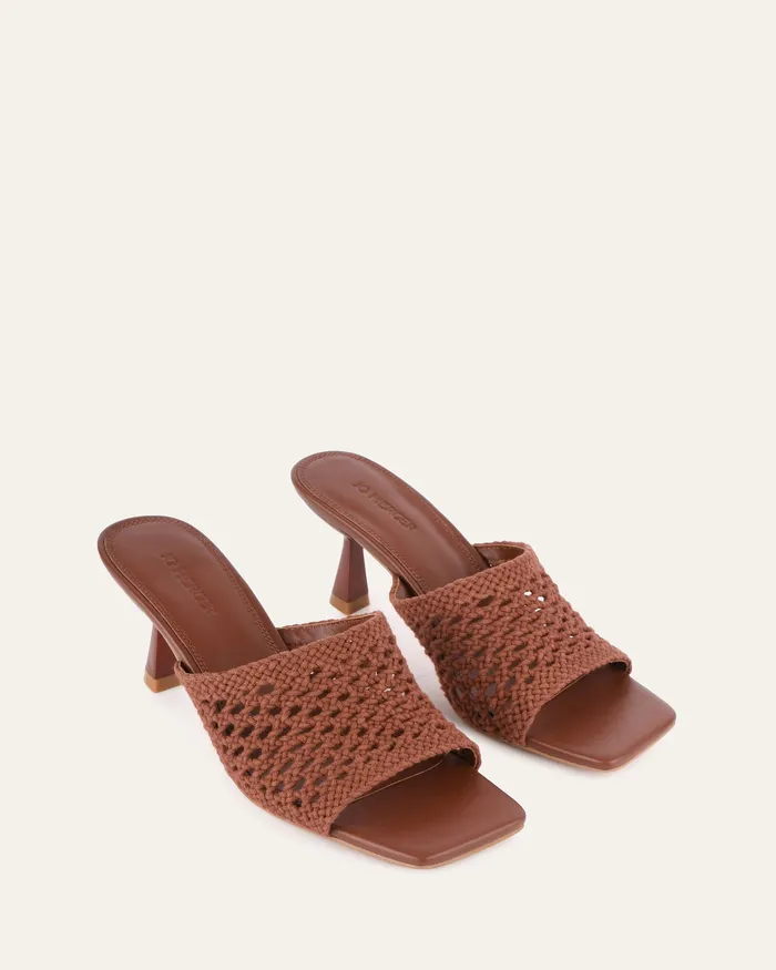 MID SANDALS Jordyn mid heel sandals cognac textile jomercer Women MID SANDALS Jordyn mid heel sandals cognac textile jomercer Women