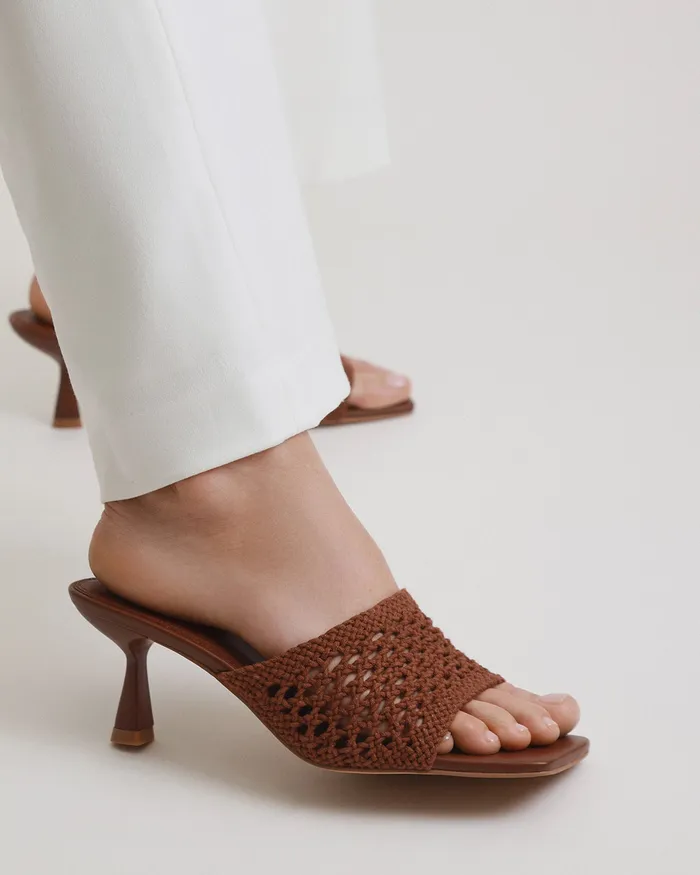 MID SANDALS Jordyn mid heel sandals cognac textile jomercer Women MID SANDALS Jordyn mid heel sandals cognac textile jomercer Women