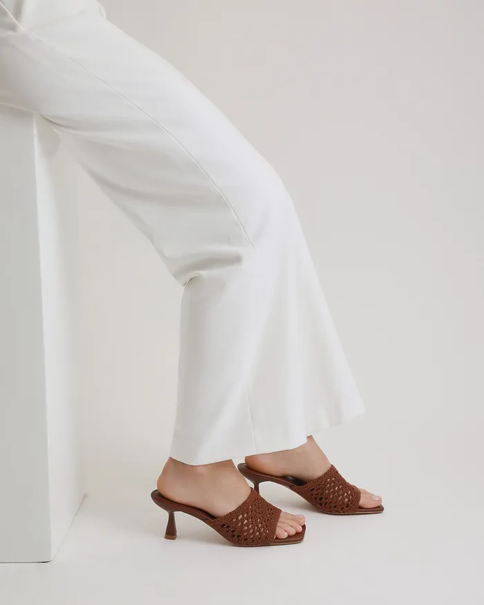 MID SANDALS Jordyn mid heel sandals cognac textile jomercer Women MID SANDALS Jordyn mid heel sandals cognac textile jomercer Women