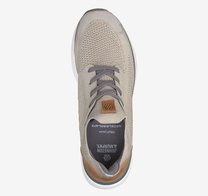 Miles Knit LaceUp Taupe Knit Men Shoes Johnston and Murphy
