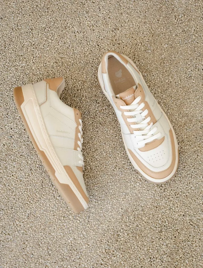 Miley Off White and Toffee Women Bobbies Sneakers