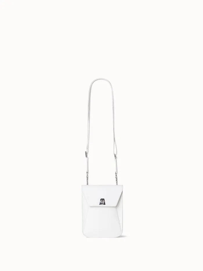 Mini Anouk Messenger Bag In Cervocalf Leather White Women Akris Crossbody Bags