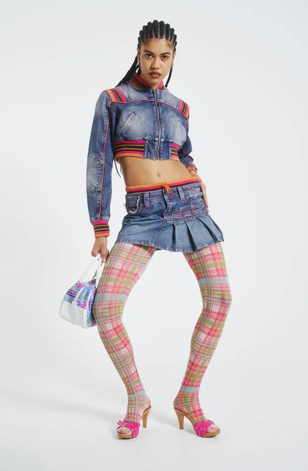 Mini Skirts Women Jaded London Sherbet Denim Side Pleat Mini Skirt