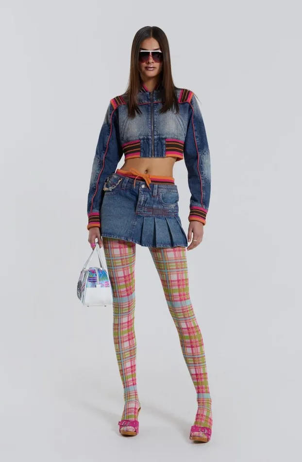 Mini Skirts Women Jaded London Sherbet Denim Side Pleat Mini Skirt