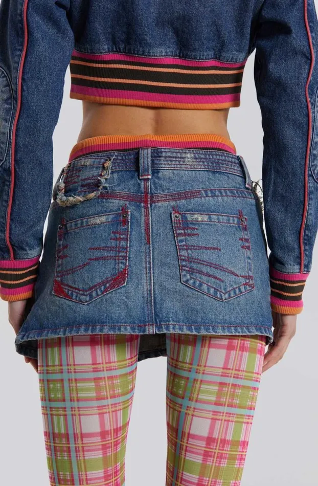 Mini Skirts Women Jaded London Sherbet Denim Side Pleat Mini Skirt