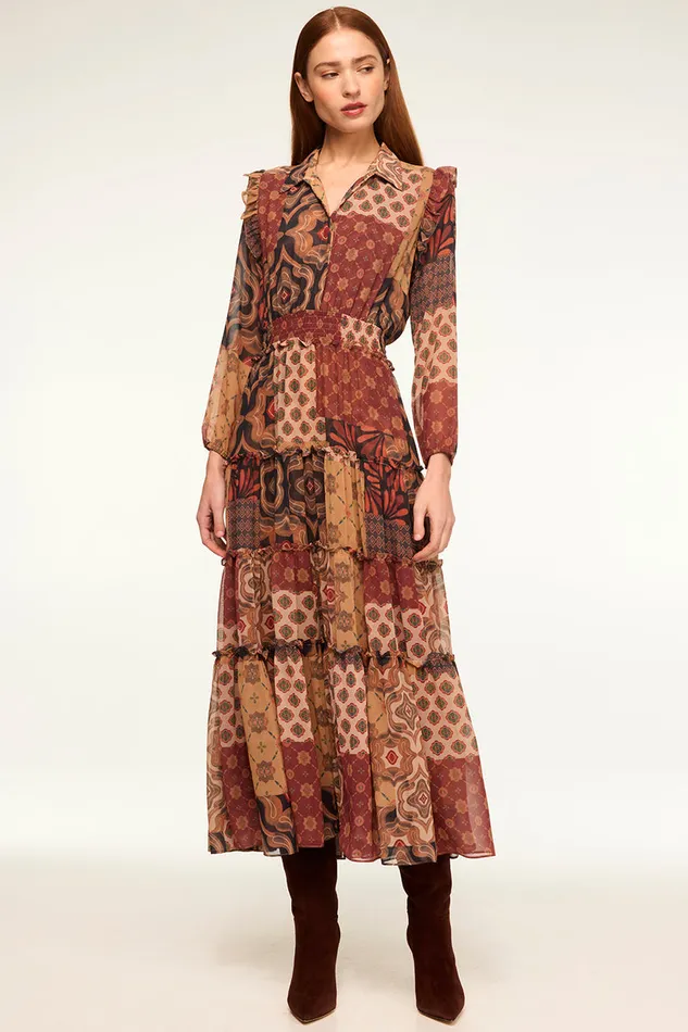 Misa Los Angeles Ahreana Dress Surreal Patchwork Chiffon Women Dresses