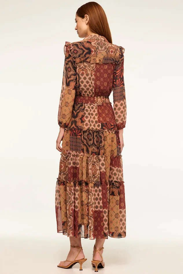 Misa Los Angeles Ahreana Dress Surreal Patchwork Chiffon Women Dresses