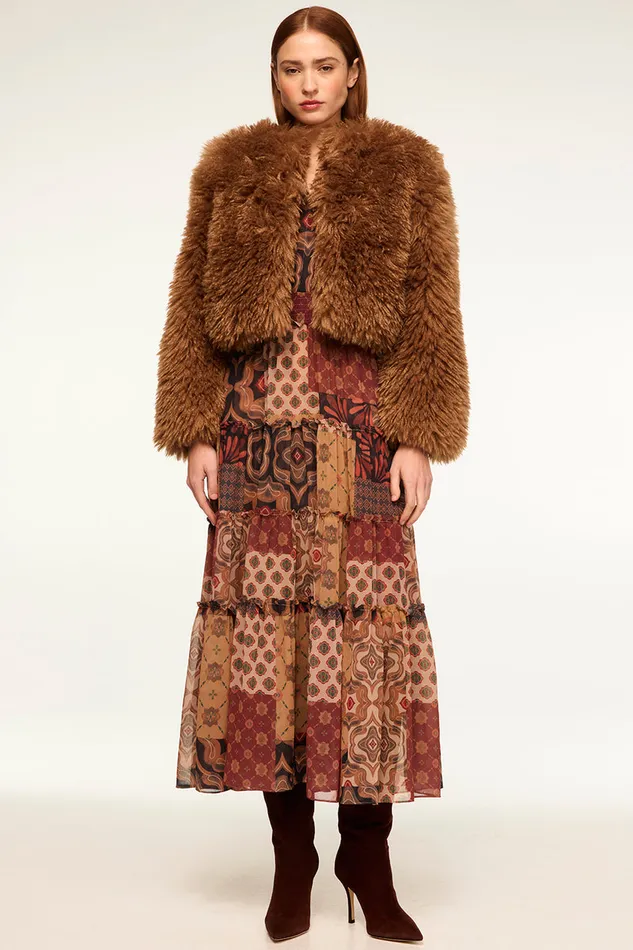 Misa Los Angeles Ahreana Dress Surreal Patchwork Chiffon Women Dresses