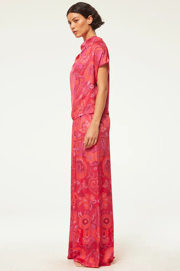 Misa Los Angeles Aisha Top Flora Corsica Fuchsia Women Matching Sets