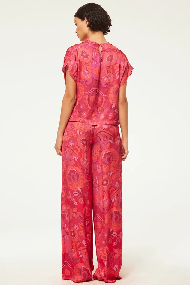 Misa Los Angeles Aisha Top Flora Corsica Fuchsia Women Matching Sets