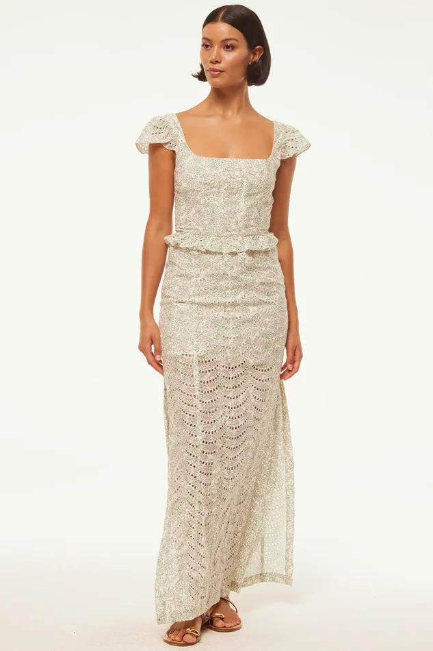 Misa Los Angeles Antonella Skirt Dewdrop Eyelet Women Skirts and Shorts