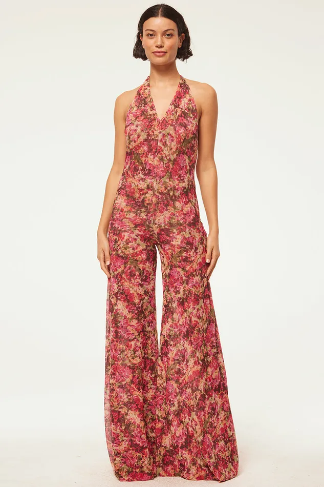 Misa Los Angeles Anya Jumpsuit Sedona Abstract Women Jersey and Mesh