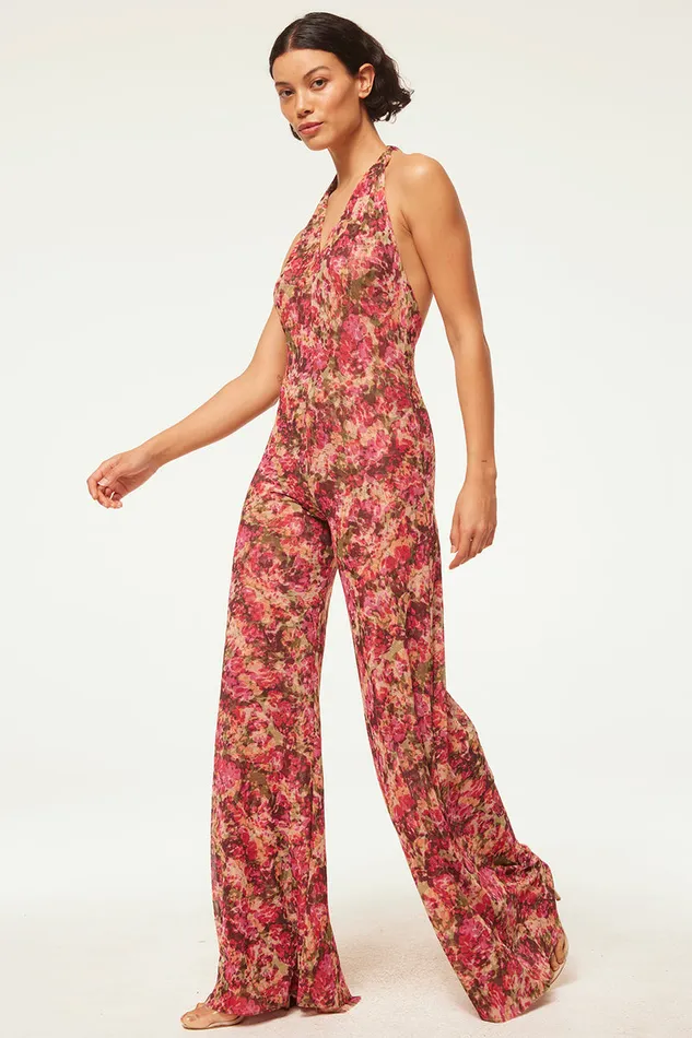 Misa Los Angeles Anya Jumpsuit Sedona Abstract Women Jersey and Mesh