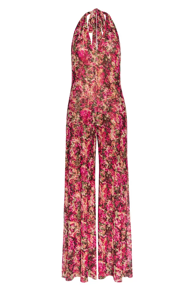 Misa Los Angeles Anya Jumpsuit Sedona Abstract Women Jersey and Mesh