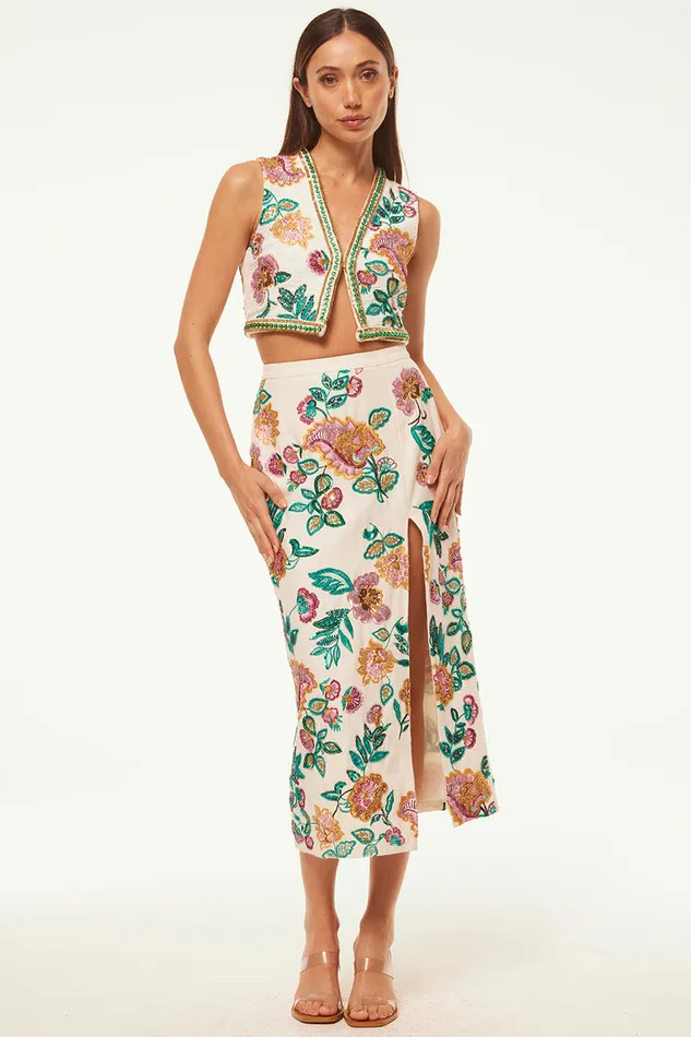 Misa Los Angeles Bashira Top Malika Paisley Floral Embroidery Women Tops