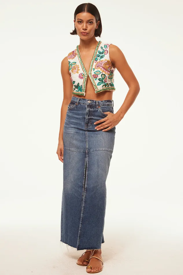 Misa Los Angeles Bashira Top Malika Paisley Floral Embroidery Women Tops
