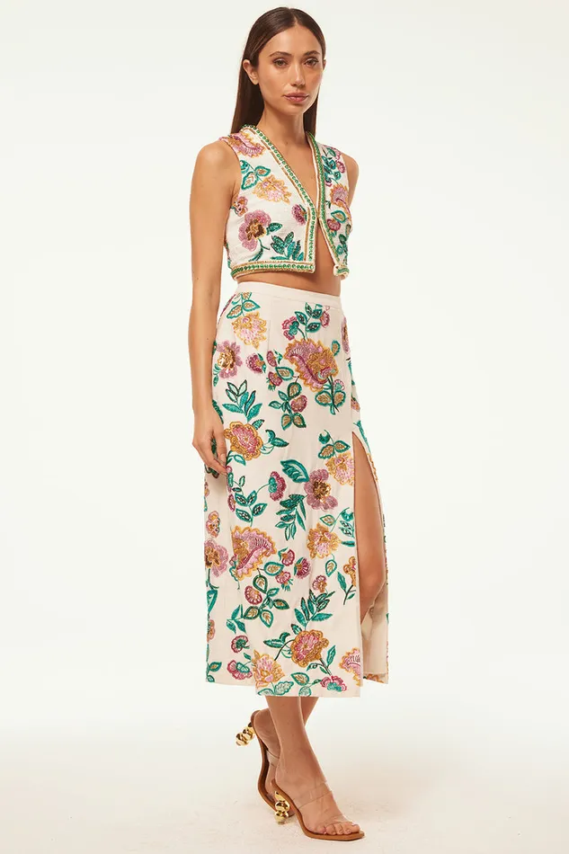 Misa Los Angeles Bashira Top Malika Paisley Floral Embroidery Women Tops