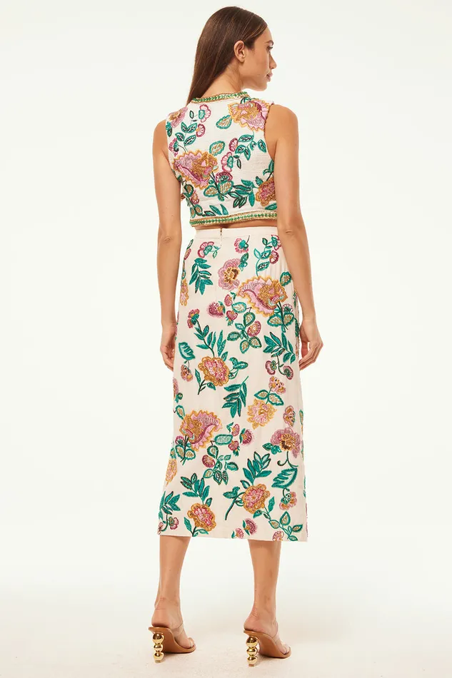 Misa Los Angeles Bashira Top Malika Paisley Floral Embroidery Women Tops