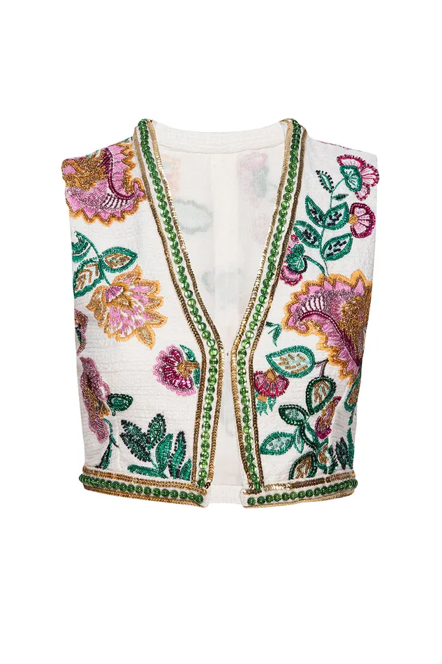 Misa Los Angeles Bashira Top Malika Paisley Floral Embroidery Women Tops