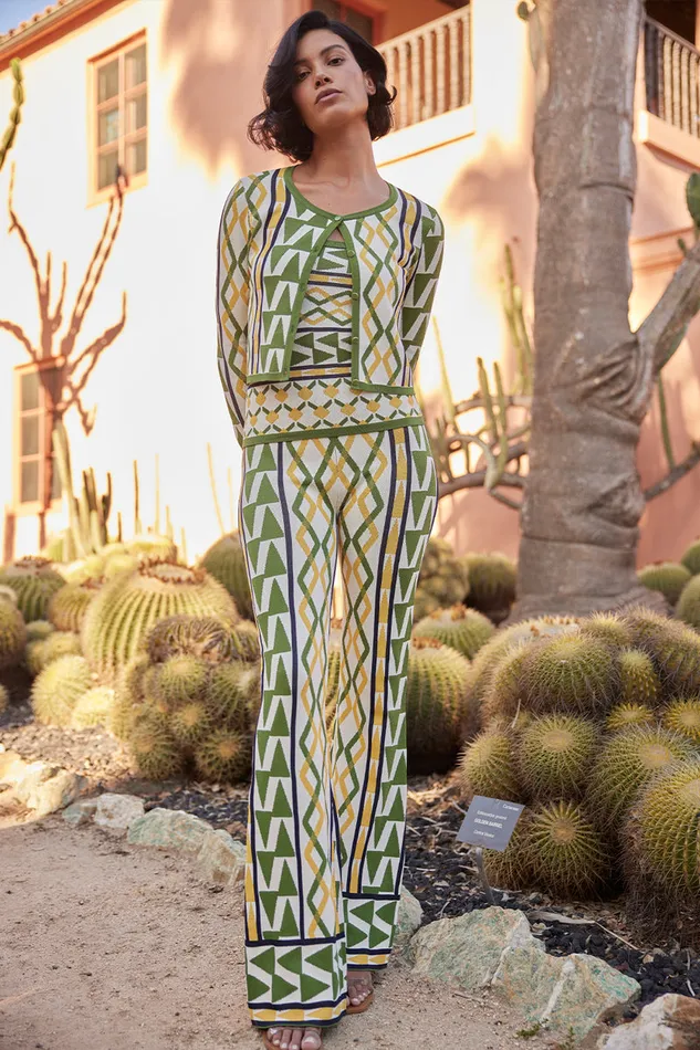 Misa Los Angeles Batista Cardigan Limoncello Geo Jacquard Women Tops