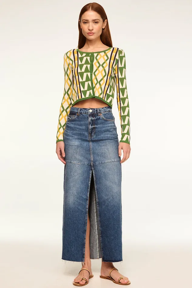 Misa Los Angeles Batista Cardigan Limoncello Geo Jacquard Women Tops
