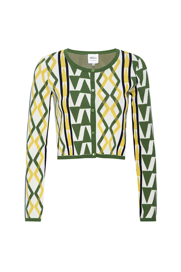 Misa Los Angeles Batista Cardigan Limoncello Geo Jacquard Women Tops