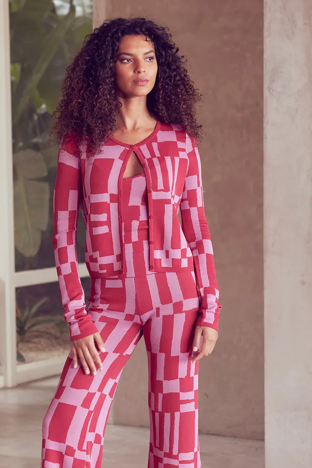 Misa Los Angeles Elvin Cardigan Pink U0026 Red Women Tops