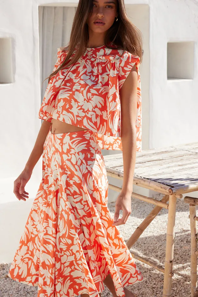 Misa Los Angeles Emma Skirt Patmos Tangerine Women Skirts and Shorts