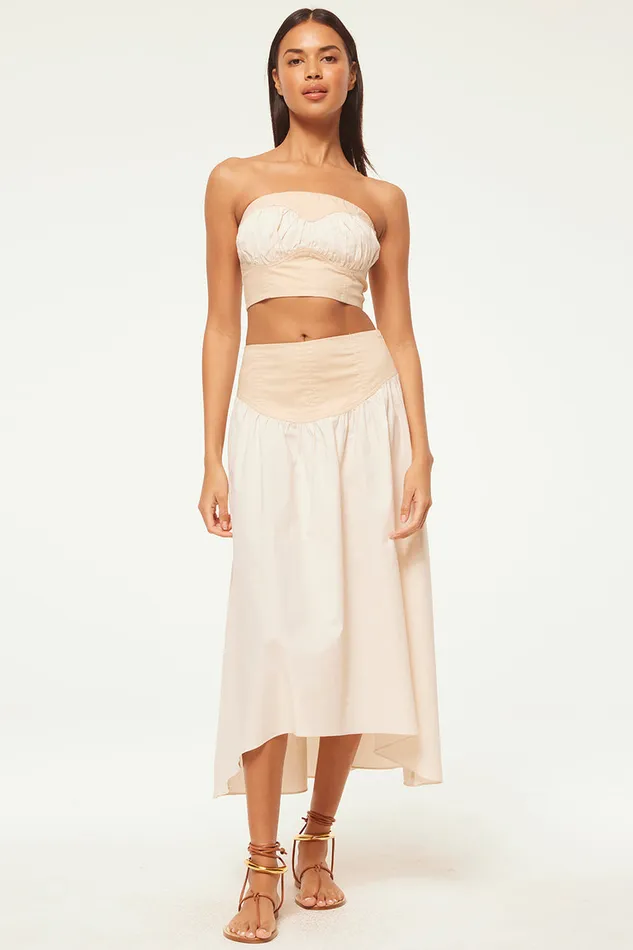Misa Los Angeles Golnaz Top Ivory Linen Mix Women Matching Sets