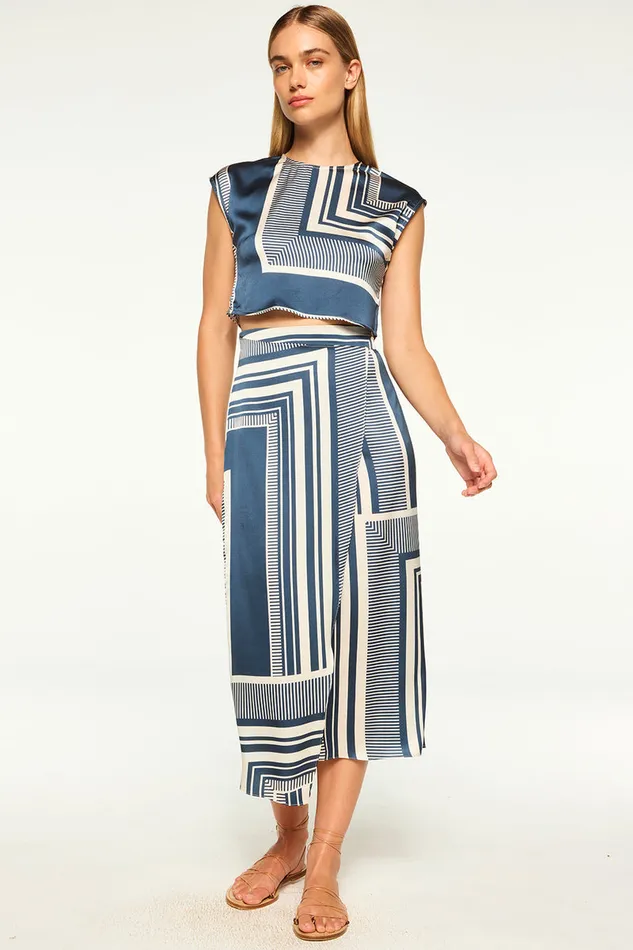 Misa Los Angeles Hara Top Linear Geo Women Matching Sets