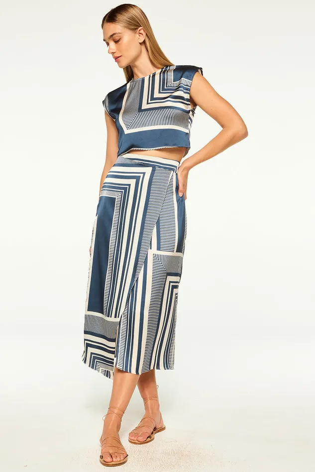 Misa Los Angeles Hara Top Linear Geo Women Matching Sets