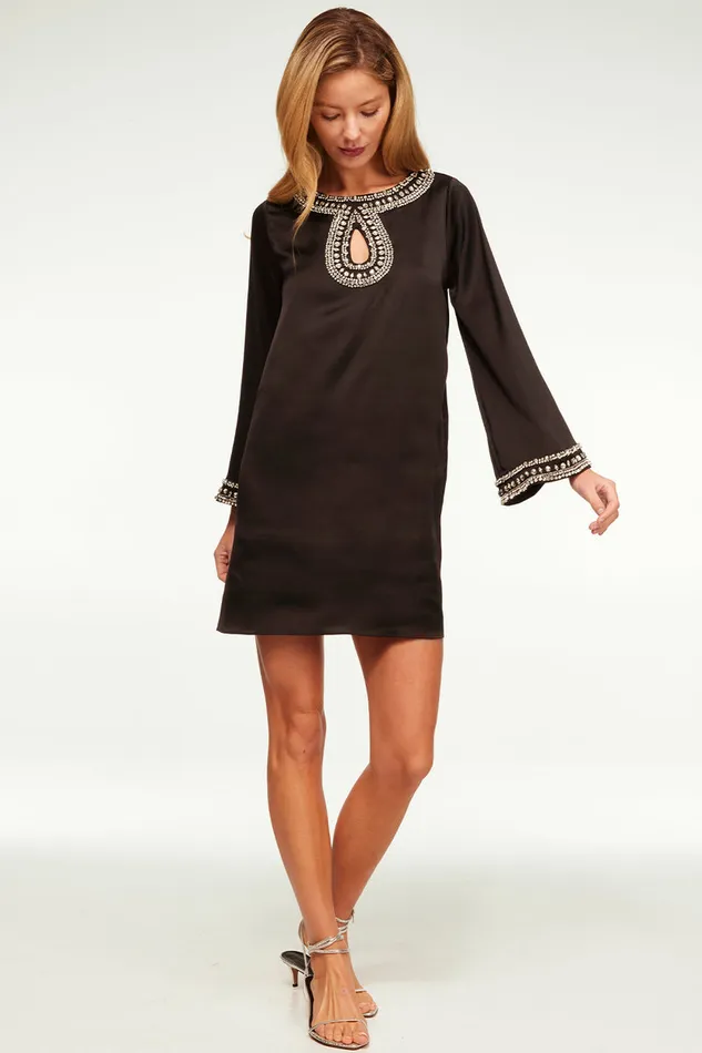 Misa Los Angeles Ivy Dress Black Satin Women Dresses