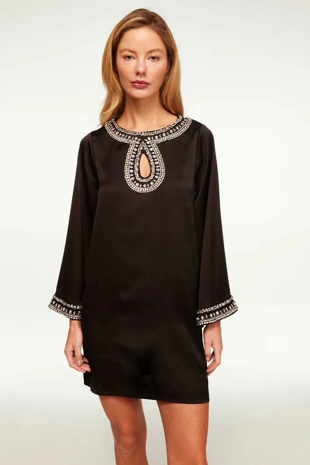 Misa Los Angeles Ivy Dress Black Satin Women Dresses