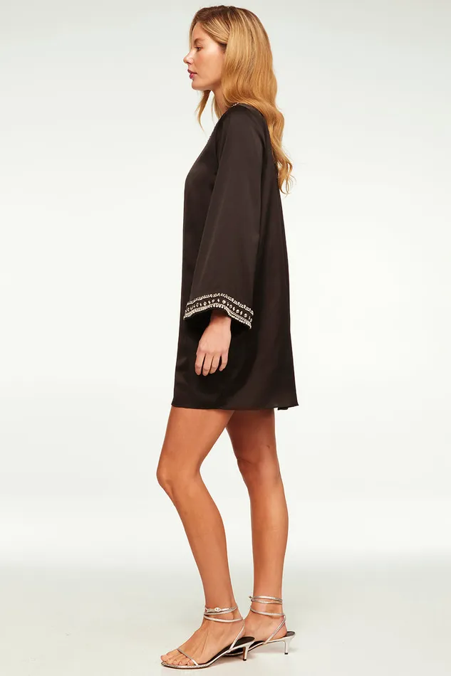 Misa Los Angeles Ivy Dress Black Satin Women Dresses