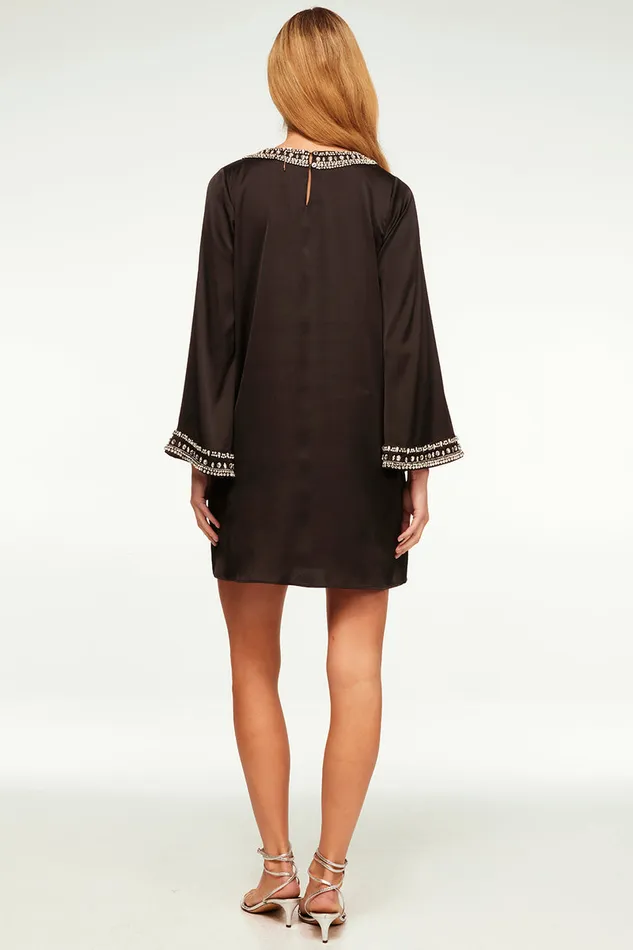 Misa Los Angeles Ivy Dress Black Satin Women Dresses