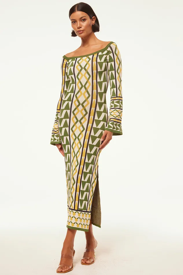 Misa Los Angeles Jaquetta Dress Limoncello Geo Jacquard Women Dresses