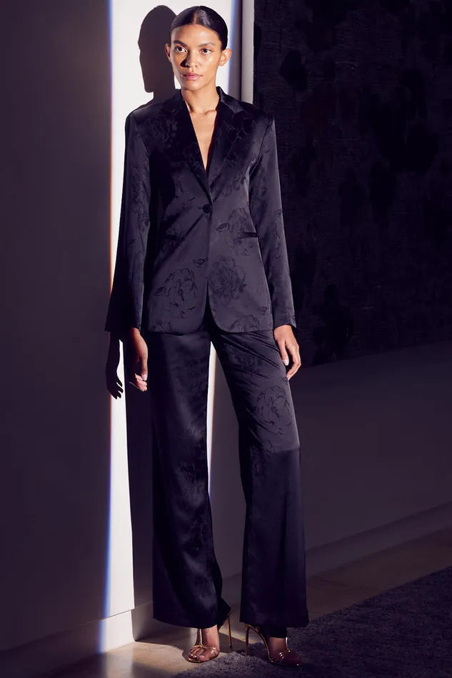 Misa Los Angeles Lauren Blazer Black Jacquard Women Jackets