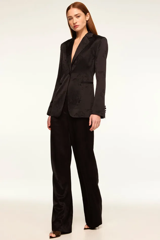 Misa Los Angeles Lauren Blazer Black Jacquard Women Jackets