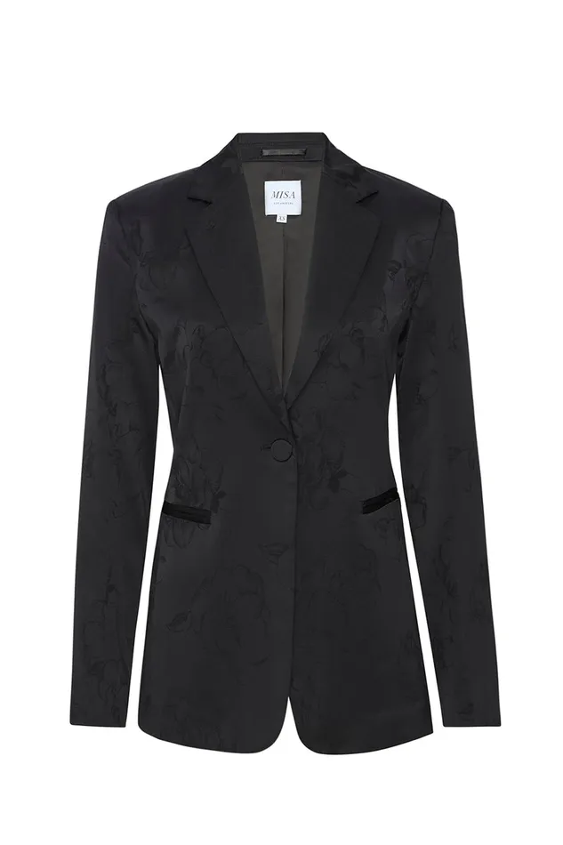 Misa Los Angeles Lauren Blazer Black Jacquard Women Jackets