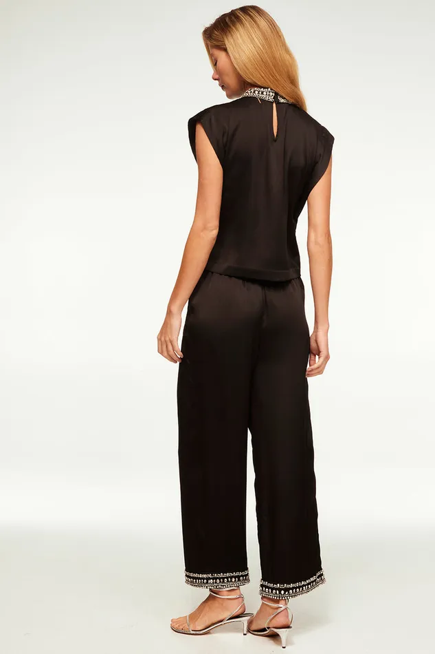 Misa Los Angeles Leia Pant Black Satin Women Pants