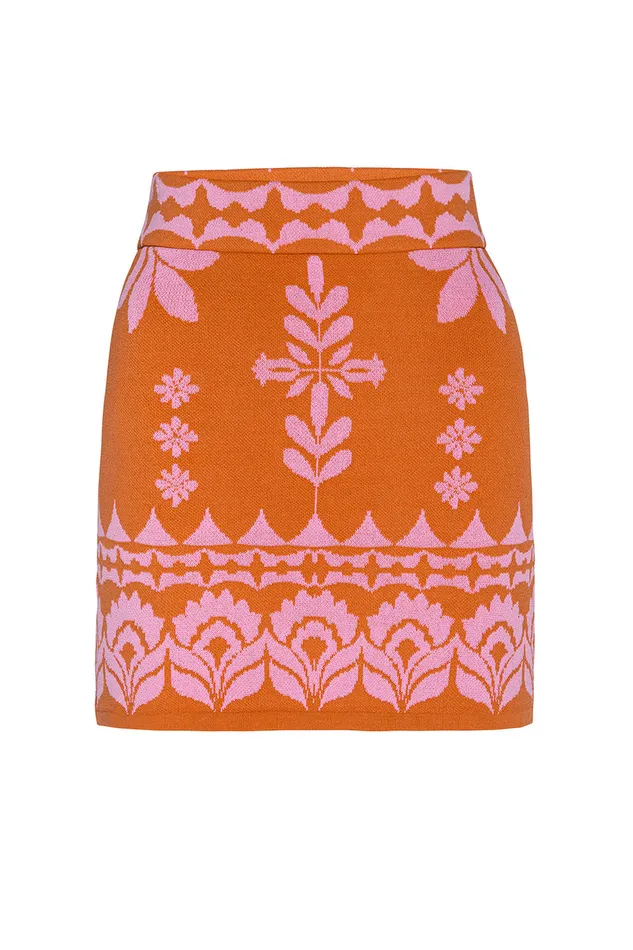 Misa Los Angeles Leni Skirt Pink Flora Santiago Women Knits