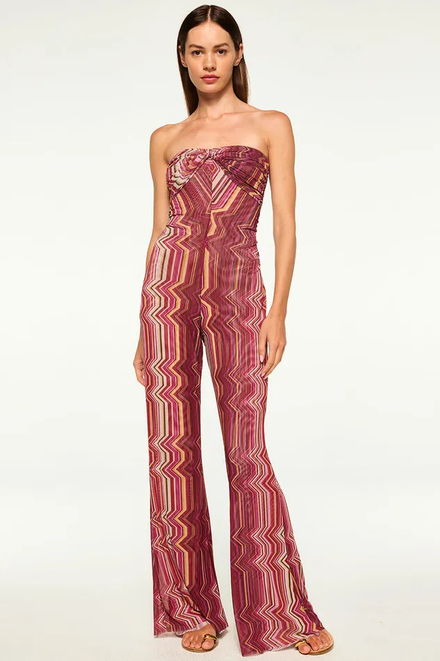 Misa Los Angeles Lilia Jumpsuit La Banda Crimson Mesh Women Jersey and Mesh