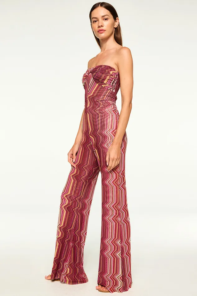Misa Los Angeles Lilia Jumpsuit La Banda Crimson Mesh Women Jersey and Mesh