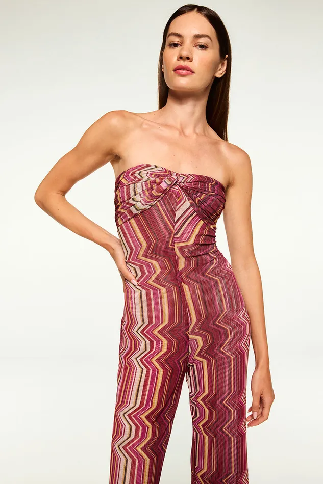 Misa Los Angeles Lilia Jumpsuit La Banda Crimson Mesh Women Jersey and Mesh