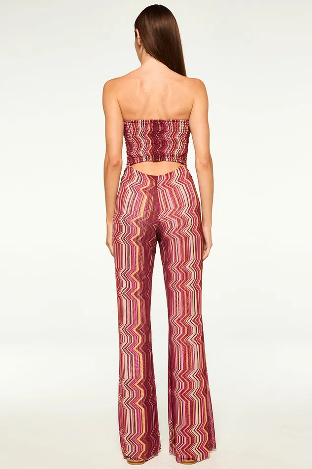 Misa Los Angeles Lilia Jumpsuit La Banda Crimson Mesh Women Jersey and Mesh