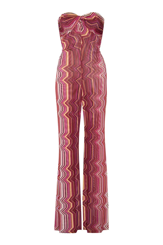 Misa Los Angeles Lilia Jumpsuit La Banda Crimson Mesh Women Jersey and Mesh