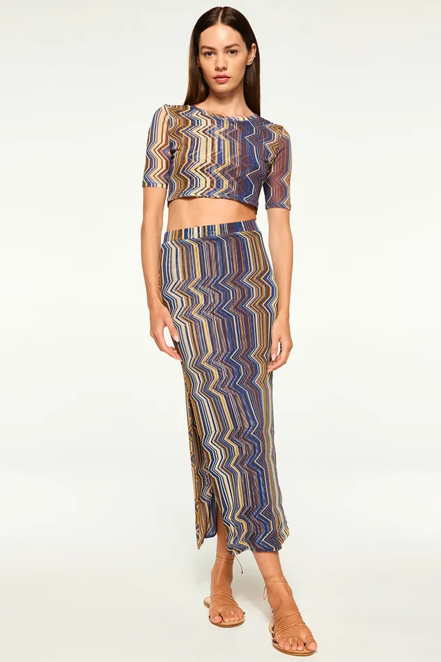 Misa Los Angeles Love Top La Banda Blue Mesh Women Matching Sets