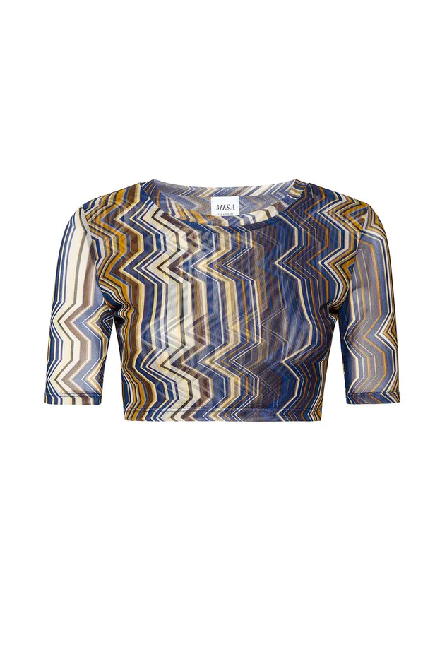 Misa Los Angeles Love Top La Banda Blue Mesh Women Matching Sets