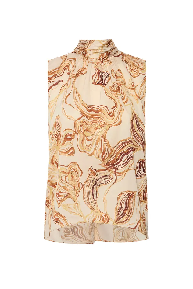 Misa Los Angeles Luka Top Golden Straw Satin Women Matching Sets